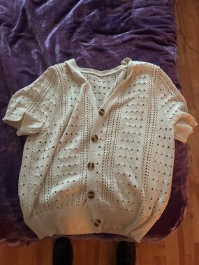 Cream Button-up Coverup Cardigan